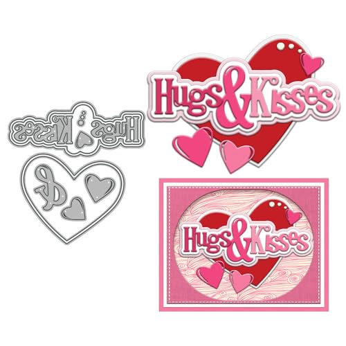 Hugs & Kisses Stanzformen für Kartenherstellung, Valentinstag, Metall-Stanzformen-Sets für DIY, handgemachtes Scrapbooking, Papierbasteln, Festivals, Album, Party, Hochzeit, dekoratives Zubehör von DHVTESN