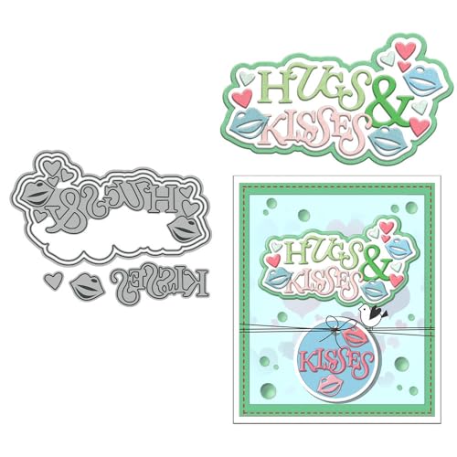 Hugs & Kisses Stanzformen für Kartenherstellung, Valentinstag, Metall-Stanzformen-Sets für DIY, handgemachtes Scrapbooking, Papierbasteln, Festivals, Album, Party, Hochzeit, dekoratives Zubehör von DHVTESN