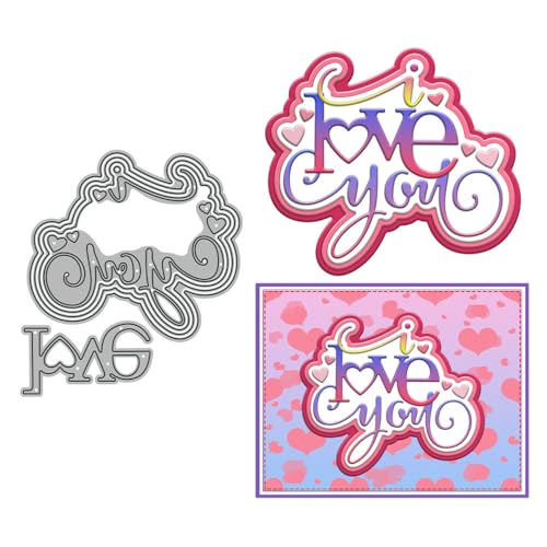 "I Love You" Stanzformen für Kartenherstellung, Valentinstag, Metall-Stanzformen-Sets für DIY, handgemachtes Scrapbooking, Papierbasteln, Festivals, Album, Party, Hochzeit, dekoratives Zubehör von DHVTESN
