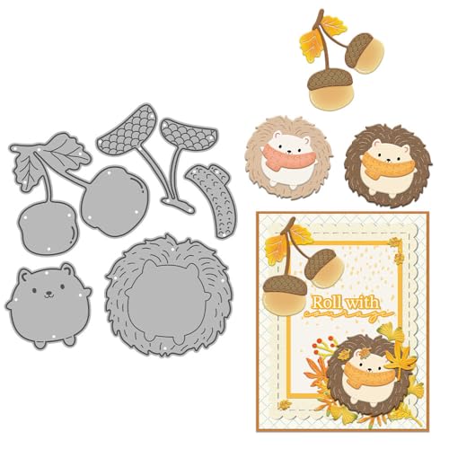 Igel-Stanzformen für Kartenherstellung, Tannenzapfen, Metall-Stanzformen-Sets für Bastelarbeiten, Scrapbooking, Papierbasteln, Festivals, Alben, Party, Hochzeit, dekoratives Zubehör von DHVTESN
