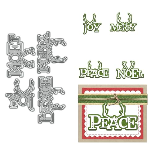 Joy "Merry Peace" Noel Stanzformen für Kartenherstellung, Weihnachten, Metall-Stanzformen-Sets für DIY, handgemachtes Scrapbooking, Papierbasteln, Festivals, Album, Party, Hochzeit, dekoratives von DHVTESN