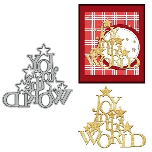 Joy to The World Stanzformen für Kartenherstellung, Weihnachten, Metall-Stanzformen-Sets für DIY, handgemachtes Scrapbooking, Papierbasteln, Festivals, Album, Party, Hochzeit, dekoratives Zubehör von DHVTESN