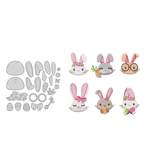 Kaninchen-Kombinations-Stanzformen für Kartenherstellung, Tiere, Metall-Stanzformen-Sets für DIY, handgemachtes Scrapbooking, Papierbasteln, Festivals, Album, Party, Hochzeit, dekoratives Zubehör von DHVTESN
