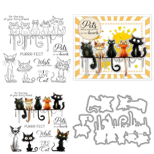 Katzenstempel und Stanzformen für Kartenherstellung, Tier, transparent, Silikon, transparent, Stempel und Metall-Stanzformen, Sets für DIY, Scrapbooking, Papierbasteln, Siegel, dekoratives Zubehör Katzenstempel und Stanzformen für Kartenherstellung, Tier, transparent, Silikon, transparent, Stempel und Metall-Stanzformen, Sets für DIY, Scrapbooking, Papierbasteln, Siegel, dekoratives Zubehör von DHVTESN