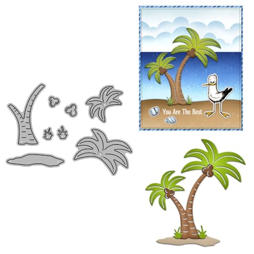 Kokosnussbäume Stanzformen für Kartenherstellung, Strand, Metall-Stanzformen Sets für DIY, handgemachtes Scrapbooking, Papierbasteln, Festivals, Album, Party, Hochzeit, dekoratives Zubehör von DHVTESN