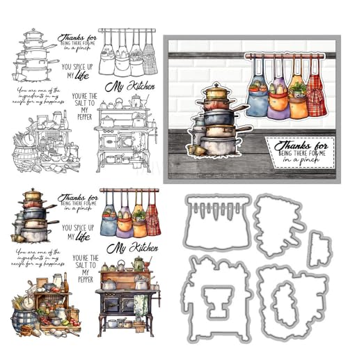 Küchenstempel und Stanzformen für Kartenherstellung, Töpfe, transparentes Silikon, klare Stempel und Metall-Stanzformen, Sets für DIY, Scrapbooking, Papierbasteln, Dichtungen, dekorative Zubehör Küchenstempel und Stanzformen für Kartenherstellung, Töpfe, transparentes Silikon, klare Stempel und Metall-Stanzformen, Sets für DIY, Scrapbooking, Papierbasteln, Dichtungen, dekorative Zubehör von DHVTESN