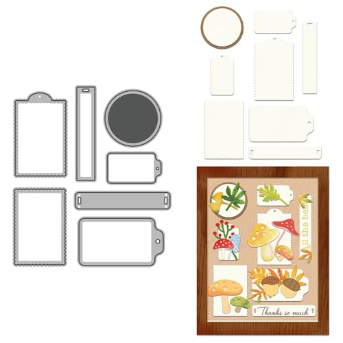 Label Hangtag Stanzformen für Kartenherstellung, Lesezeichen, Metall-Stanzformen Sets für DIY handgemachtes Scrapbooking, Papierbasteln, Festivals, Album, Party, Hochzeit, dekoratives Zubehör von DHVTESN