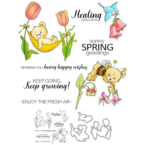 Leisure Bear Stempel und Stanzformen für Kartenherstellung, Blumen, transparentes Silikon, klare Stempel und Metall-Stanzformen, Sets für DIY, Scrapbooking, Papierbasteln, Siegel, dekoratives Zubehör Leisure Bear Stempel und Stanzformen für Kartenherstellung, Blumen, transparentes Silikon, klare Stempel und Metall-Stanzformen, Sets für DIY, Scrapbooking, Papierbasteln, Siegel, dekoratives Zubehör von DHVTESN
