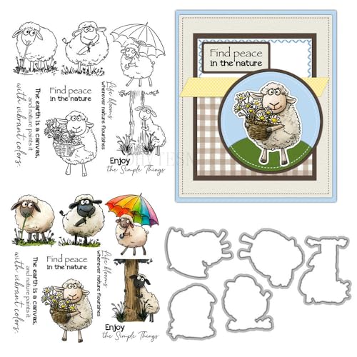 Little Lamb Eating Grass Stamps and Stanzformen für Kartenherstellung, Schaf, transparent, Silikon, transparent, Stempel und Metall-Stanzformen, Sets für DIY, Scrapbooking, Papierbasteln, Siegel Little Lamb Eating Grass Stamps and Stanzformen für Kartenherstellung, Schaf, transparent, Silikon, transparent, Stempel und Metall-Stanzformen, Sets für DIY, Scrapbooking, Papierbasteln, Siegel von DHVTESN