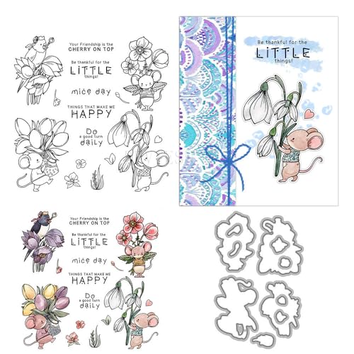 Little Mouse Stempel und Stanzformen für Kartenherstellung, Blumen, transparentes Silikon, klare Stempel und Metall-Stanzformen, Sets für DIY, Scrapbooking, Papierbasteln, Siegel, dekoratives Zubehör Little Mouse Stempel und Stanzformen für Kartenherstellung, Blumen, transparentes Silikon, klare Stempel und Metall-Stanzformen, Sets für DIY, Scrapbooking, Papierbasteln, Siegel, dekoratives Zubehör von DHVTESN