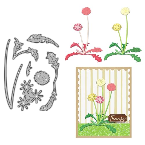 Löwenzahn-Stanzformen für Kartenherstellung, Pflanzen-Metall-Stanzformen-Sets für DIY, handgemachtes Scrapbooking, Papierbasteln, Festivals, Album, Party, Hochzeit, dekoratives Zubehör von DHVTESN