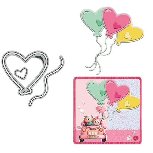 Love Balloons Stanzformen für Kartenherstellung, Valentinstag, Metall-Stanzformen Sets für DIY, handgemachtes Scrapbooking, Papierbasteln, Festivals, Album, Party, Hochzeit, dekoratives Zubehör von DHVTESN