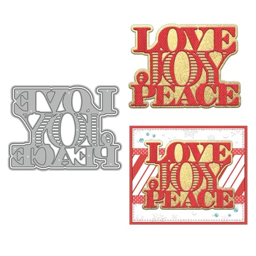 Love Joy Peace Stanzformen für Kartenherstellung, Metall-Stanzformen-Sets für DIY, handgemachtes Scrapbooking, Papierbasteln, Festivals, Album, Party, Hochzeit, dekoratives Zubehör von DHVTESN