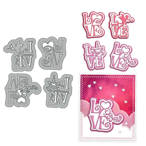Love Stanzformen für Kartenherstellung, Valentinstag, Metall-Stanzformen-Sets für DIY, handgemachtes Scrapbooking, Papierbasteln, Festivals, Album, Party, Hochzeit, dekoratives Zubehör von DHVTESN