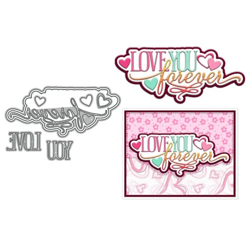 Love You Forever-Stanzformen für Kartenherstellung, Valentinstag, Metall-Stanzformen-Sets für DIY, handgemachtes Scrapbooking, Papierbasteln, Festivals, Album, Party, Hochzeit, dekoratives Zubehör von DHVTESN
