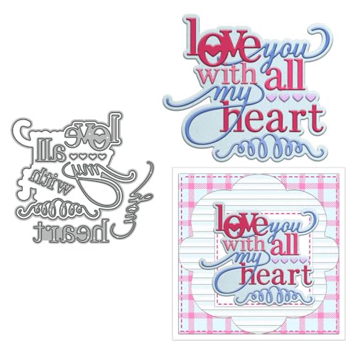 Love You with All My Heart Stanzformen für Kartenherstellung, Valentinstag, Metall-Stanzformen-Sets für DIY, handgemachtes Scrapbooking, Papierbasteln, Festivals, Album, Party, Hochzeit, dekoratives von DHVTESN