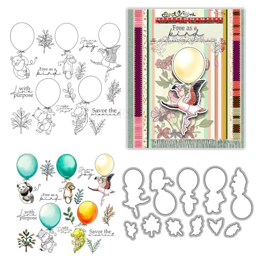 Luftballons Stempel und Stanzformen für Kartenherstellung, Zweige, transparentes Silikon, klare Stempel und Metall-Stanzformen, Sets für DIY, Scrapbooking, Papierbasteln, Dichtungen, dekorative Luftballons Stempel und Stanzformen für Kartenherstellung, Zweige, transparentes Silikon, klare Stempel und Metall-Stanzformen, Sets für DIY, Scrapbooking, Papierbasteln, Dichtungen, dekorative von DHVTESN