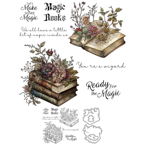 Magische Buchstempel und Stanzformen für Kartenherstellung, Blumenzweige, transparentes Silikon, klarer Stempel und Metall-Stanzformen, Sets für DIY, Scrapbooking, Papierbasteln, Siegel, dekoratives Magische Buchstempel und Stanzformen für Kartenherstellung, Blumenzweige, transparentes Silikon, klarer Stempel und Metall-Stanzformen, Sets für DIY, Scrapbooking, Papierbasteln, Siegel, dekoratives von DHVTESN