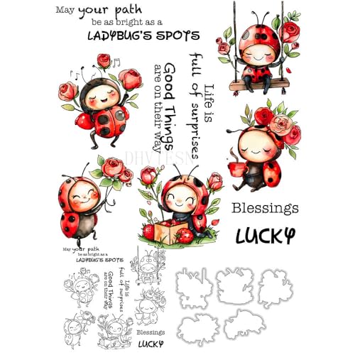 Marienkäfer Lebensstempel und Stanzformen für Kartenherstellung, Insekten, transparentes Silikon, klarer Stempel und Metall-Stanzformen-Sets für DIY, Scrapbooking, Papierbasteln, Siegel, dekoratives Marienkäfer Lebensstempel und Stanzformen für Kartenherstellung, Insekten, transparentes Silikon, klarer Stempel und Metall-Stanzformen-Sets für DIY, Scrapbooking, Papierbasteln, Siegel, dekoratives von DHVTESN