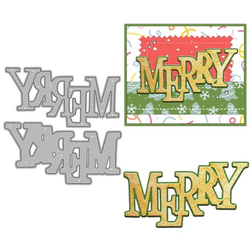 Merry Stanzformen für Kartenherstellung, Weihnachten, Metall-Stanzformen-Sets für Bastelarbeiten, Scrapbooking, Papierbasteln, Festivals, Album, Party, Hochzeit, dekoratives Zubehör von DHVTESN