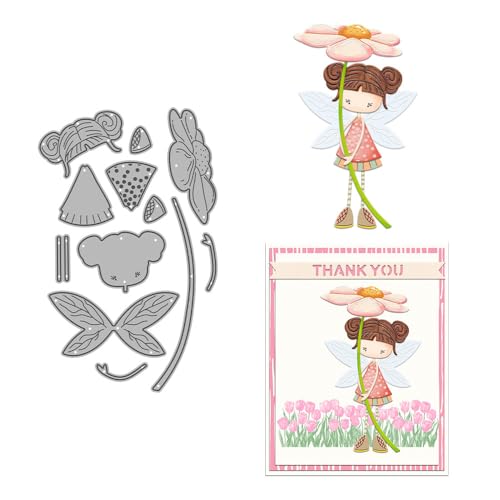 Metall-Stanzformen für Kartenherstellung, Blumenfee, Mädchen, Metall-Stanzformen für Bastelarbeiten, Scrapbooking, Papierbasteln, Festivals, Alben, Party, Hochzeit, dekoratives Zubehör von DHVTESN
