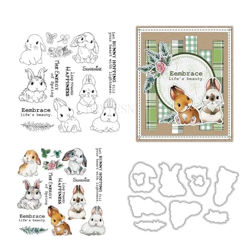 Mini-Hasen-Stempel und Stanzformen für Kartenherstellung, Tier, transparent, Silikon, transparent, Stempel und Metall-Stanzformen, Sets für DIY, Scrapbooking, Papierbasteln, Siegel, dekoratives Mini-Hasen-Stempel und Stanzformen für Kartenherstellung, Tier, transparent, Silikon, transparent, Stempel und Metall-Stanzformen, Sets für DIY, Scrapbooking, Papierbasteln, Siegel, dekoratives von DHVTESN