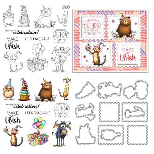Niedliche Tier-Stempel und Stanzformen für Kartenherstellung, Geburtstagsparty, transparenter Silikon-Stempel und Metall-Stanzformen, Sets für DIY, Scrapbooking, Papierbasteln, Siegel, dekoratives Niedliche Tier-Stempel und Stanzformen für Kartenherstellung, Geburtstagsparty, transparenter Silikon-Stempel und Metall-Stanzformen, Sets für DIY, Scrapbooking, Papierbasteln, Siegel, dekoratives von DHVTESN