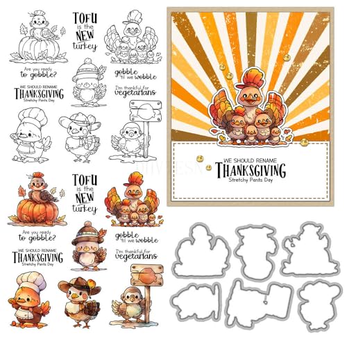 Niedliche Truthahn-Stempel und Stanzformen für Kartenherstellung, Thanksgiving, transparenter Silikon-Stempel und Metall-Stanzformen-Sets für DIY, Scrapbooking, Papierbasteln, Siegel, dekoratives Niedliche Truthahn-Stempel und Stanzformen für Kartenherstellung, Thanksgiving, transparenter Silikon-Stempel und Metall-Stanzformen-Sets für DIY, Scrapbooking, Papierbasteln, Siegel, dekoratives von DHVTESN