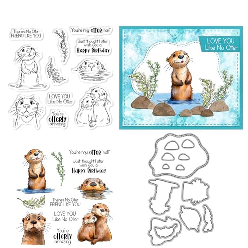 Otter Stempel und Stanzformen für Kartenherstellung, Tiermotiv, transparent, Silikon, transparent, Stempel und Metall-Stanzformen, Sets für Bastelarbeiten, Scrapbooking, Papierbasteln, Siegel Otter Stempel und Stanzformen für Kartenherstellung, Tiermotiv, transparent, Silikon, transparent, Stempel und Metall-Stanzformen, Sets für Bastelarbeiten, Scrapbooking, Papierbasteln, Siegel von DHVTESN