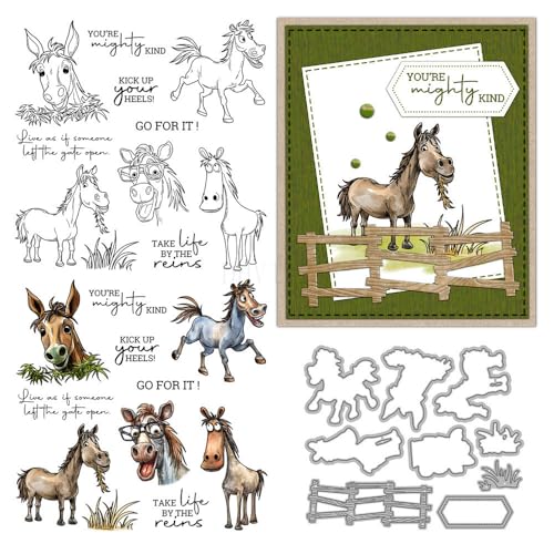 Pferdestempel und Stanzformen für Kartenherstellung, Tiermotiv, transparent, Silikon, Stempel und Metall-Stanzformen, Sets für DIY, Scrapbooking, Papierbasteln, Siegel, dekoratives Zubehör Pferdestempel und Stanzformen für Kartenherstellung, Tiermotiv, transparent, Silikon, Stempel und Metall-Stanzformen, Sets für DIY, Scrapbooking, Papierbasteln, Siegel, dekoratives Zubehör von DHVTESN