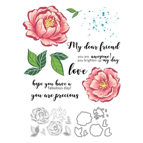 Rosenstempel und Stanzformen für Kartenherstellung, Blumen, transparentes Silikon, klarer Stempel und Metall-Stanzformen, Sets für DIY, Scrapbooking, Papierbasteln, Siegel, dekoratives Zubehör Rosenstempel und Stanzformen für Kartenherstellung, Blumen, transparentes Silikon, klarer Stempel und Metall-Stanzformen, Sets für DIY, Scrapbooking, Papierbasteln, Siegel, dekoratives Zubehör von DHVTESN
