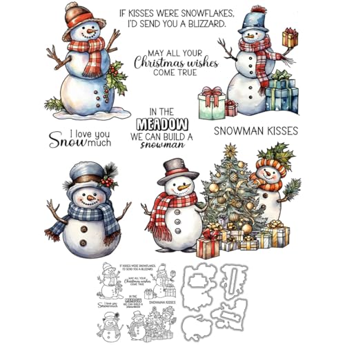 Schneemann-Stempel und Stanzformen für Kartenherstellung, Weihnachtsbaum-Box, transparentes Silikon, klare Stempel und Metall-Stanzformen, Sets für DIY, Scrapbooking, Papierbasteln, Siegel Schneemann-Stempel und Stanzformen für Kartenherstellung, Weihnachtsbaum-Box, transparentes Silikon, klare Stempel und Metall-Stanzformen, Sets für DIY, Scrapbooking, Papierbasteln, Siegel von DHVTESN