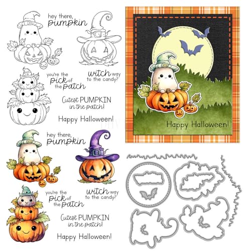 Smiling Pumpkin Stamps and Stanzformen für Kartenherstellung, Halloween, magischer Hut, transparenter Silikonstempel und Metall-Stanzformen, Sets für DIY, Scrapbooking, Papierbasteln, Siegel Smiling Pumpkin Stamps and Stanzformen für Kartenherstellung, Halloween, magischer Hut, transparenter Silikonstempel und Metall-Stanzformen, Sets für DIY, Scrapbooking, Papierbasteln, Siegel von DHVTESN