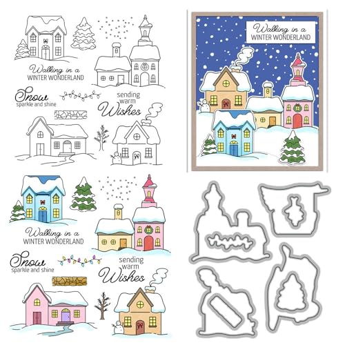 Snow House Stempel und Stanzformen für Kartenherstellung, Weihnachtsbaum, transparent, Silikon, transparent, Stempel und Metall-Stanzformen, Sets für DIY, Scrapbooking, Papierbasteln, Dichtungen Snow House Stempel und Stanzformen für Kartenherstellung, Weihnachtsbaum, transparent, Silikon, transparent, Stempel und Metall-Stanzformen, Sets für DIY, Scrapbooking, Papierbasteln, Dichtungen von DHVTESN