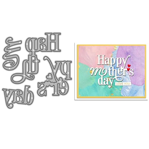 Stanzformen "Happy Mother's Day" für Kartenherstellung, Metall-Stanzformen-Sets für DIY, handgemachtes Scrapbooking, Papierbasteln, Festivals, Album, Party, Hochzeit, dekoratives Zubehör von DHVTESN