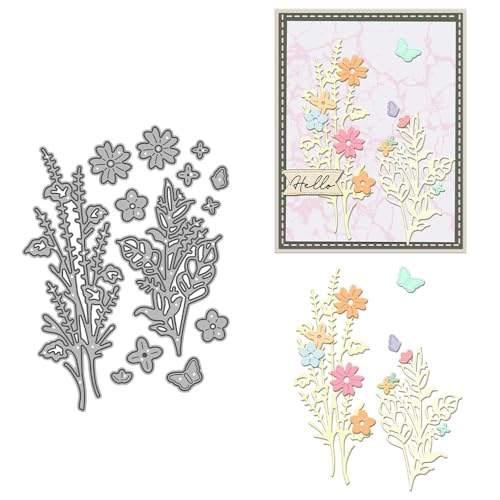 Stanzformen aus Metall mit Blumenzweigen, für Kartenherstellung, Schmetterling, für Bastelarbeiten, Scrapbooking, Papierbasteln, Festivals, Album, Party, Hochzeit, dekoratives Zubehör von DHVTESN