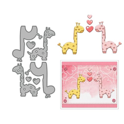 Stanzformen für Kartenherstellung, Motiv: Giraffenpaar, Herzform, Metall-Stanzformen für DIY, handgemachtes Scrapbooking, Papierbasteln, Festivals, Album, Party, Hochzeit, dekoratives Zubehör von DHVTESN