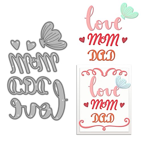Stanzformen für Kartenherstellung, Motiv: Love Mom Dad aus Metall, für Bastelarbeiten, Scrapbooking, Papierbasteln, Festivals, Album, Party, Hochzeit, dekoratives Zubehör von DHVTESN