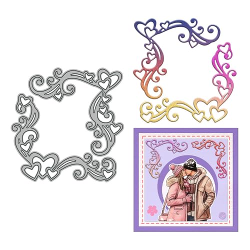 Stanzformen mit Spitzen-Herzen, für Kartenherstellung, Valentinstag, Metall-Stanzformen für Bastelarbeiten, Scrapbooking, Papierbasteln, Festivals, Album, Party, Hochzeit, dekoratives Zubehör von DHVTESN