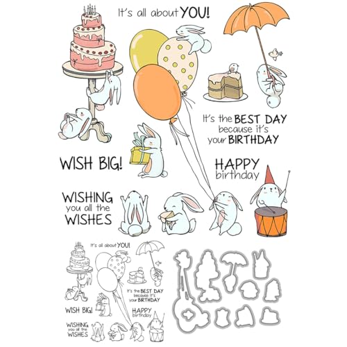 Stempel und Stanzformen für Geburtstagskarten, Kuchenballon, transparent, Silikon, transparent, Stempel und Metall-Stanzformen, Sets für DIY, Scrapbooking, Papierbasteln, Dichtungen, dekoratives Stempel und Stanzformen für Geburtstagskarten, Kuchenballon, transparent, Silikon, transparent, Stempel und Metall-Stanzformen, Sets für DIY, Scrapbooking, Papierbasteln, Dichtungen, dekoratives von DHVTESN