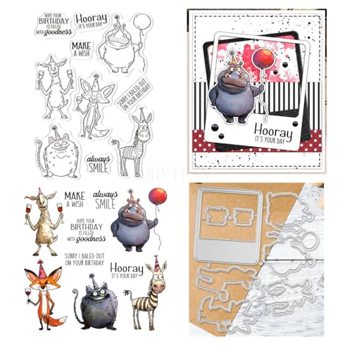 Stempel und Stanzformen für Geburtstagspartys, Kartenherstellung, Tiere, transparent, Silikon, transparent, Stempel und Metall-Stanzformen, Sets für DIY, Scrapbooking, Papierbasteln, Siegel Stempel und Stanzformen für Geburtstagspartys, Kartenherstellung, Tiere, transparent, Silikon, transparent, Stempel und Metall-Stanzformen, Sets für DIY, Scrapbooking, Papierbasteln, Siegel von DHVTESN