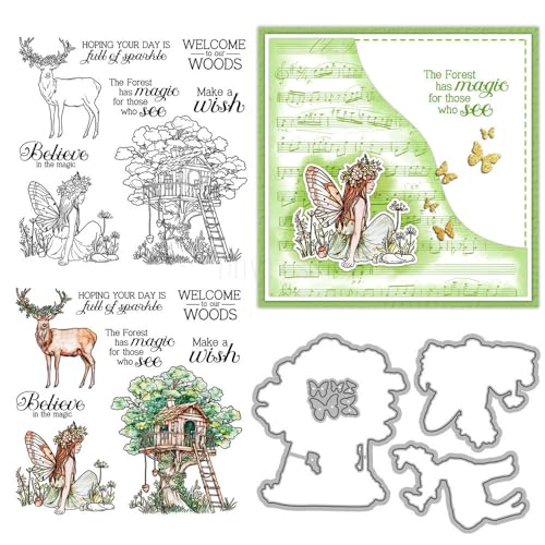 Stempel und Stanzformen für Kartenherstellung, Baumhaus, Hirsch, transparentes Silikon, transparent, Stempel und Metall-Stanzformen, Sets für DIY, Scrapbooking, Papierbasteln, Siegel, dekoratives Stempel und Stanzformen für Kartenherstellung, Baumhaus, Hirsch, transparentes Silikon, transparent, Stempel und Metall-Stanzformen, Sets für DIY, Scrapbooking, Papierbasteln, Siegel, dekoratives von DHVTESN