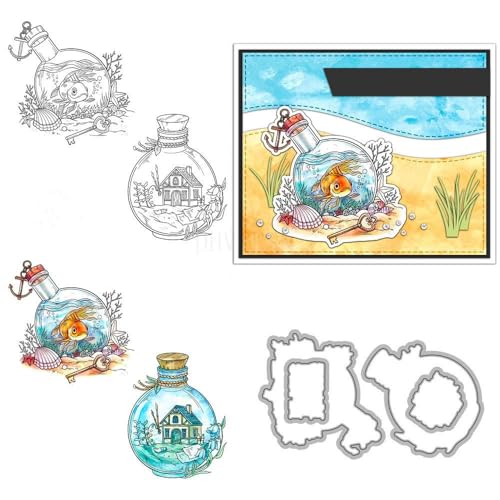 Stempel und Stanzformen für Kartenherstellung, Goldfisch, transparent, Silikon, transparent, Stempel und Metall-Stanzformen, Sets für Bastelarbeiten, Scrapbooking, Papierbasteln, Dichtungen von DHVTESN