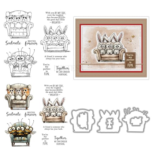 Stempel und Stanzformen für Kartenherstellung, Motiv: Drei Brüder auf dem Sofa, transparente Silikonstempel und Metall-Stanzformen für Bastelarbeiten, Scrapbooking, Papierbasteln, Siegel, dekoratives Stempel und Stanzformen für Kartenherstellung, Motiv: Drei Brüder auf dem Sofa, transparente Silikonstempel und Metall-Stanzformen für Bastelarbeiten, Scrapbooking, Papierbasteln, Siegel, dekoratives von DHVTESN