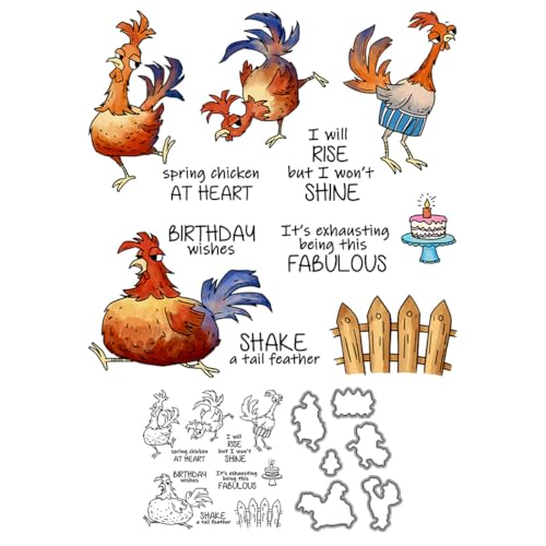 Stempel und Stanzformen für Kartenherstellung, Motiv: Huhn, transparent, Silikon, transparent, Stempel und Metall-Stanzformen, Sets für DIY, Scrapbooking, Papierbasteln, Siegel, dekoratives Zubehör Stempel und Stanzformen für Kartenherstellung, Motiv: Huhn, transparent, Silikon, transparent, Stempel und Metall-Stanzformen, Sets für DIY, Scrapbooking, Papierbasteln, Siegel, dekoratives Zubehör von DHVTESN