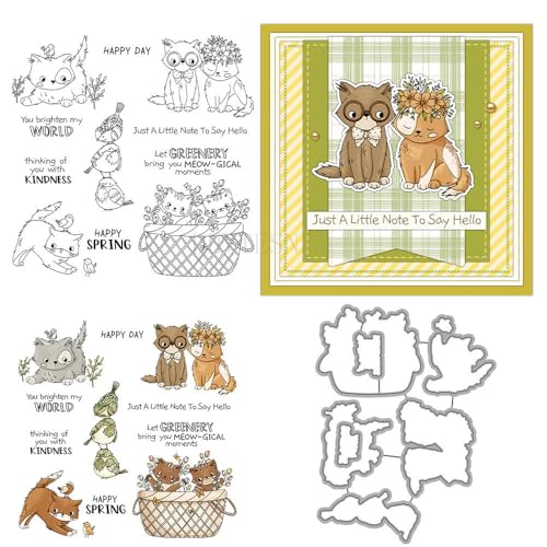 Stempel und Stanzformen für Kartenherstellung, Motiv: Kätzchen und Vögel, transparent, Silikon, transparent, Stempel und Metall-Stanzformen, Sets für DIY, Scrapbooking, Papierbasteln, Siegel Stempel und Stanzformen für Kartenherstellung, Motiv: Kätzchen und Vögel, transparent, Silikon, transparent, Stempel und Metall-Stanzformen, Sets für DIY, Scrapbooking, Papierbasteln, Siegel von DHVTESN