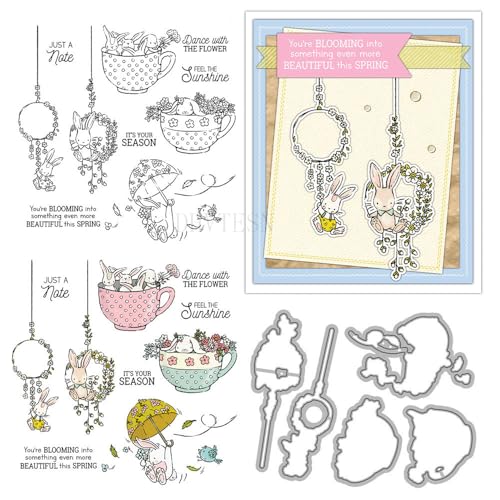 Stempel und Stanzformen für Kartenherstellung, Motiv: Kaninchen im Frühling, transparente Silikonstempel und Metall-Stanzformen, Sets für DIY, Scrapbooking, Papierbasteln, Siegel, dekoratives Zubehör Stempel und Stanzformen für Kartenherstellung, Motiv: Kaninchen im Frühling, transparente Silikonstempel und Metall-Stanzformen, Sets für DIY, Scrapbooking, Papierbasteln, Siegel, dekoratives Zubehör von DHVTESN