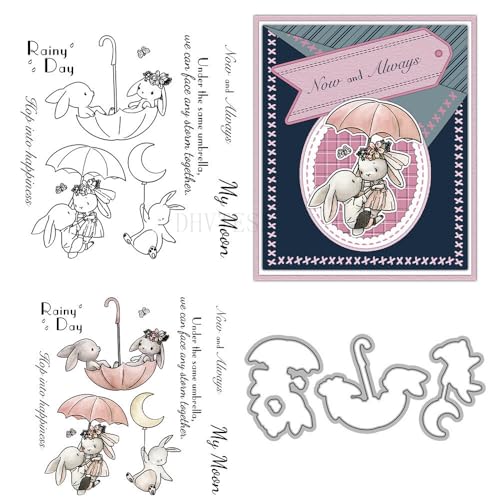 Stempel und Stanzformen für Kartenherstellung, Motiv: Pärchen, Hase, transparent, Silikon, transparent, Stempel und Metall-Stanzformen, Sets für DIY, Scrapbooking, Papierbasteln, Siegel, dekoratives Stempel und Stanzformen für Kartenherstellung, Motiv: Pärchen, Hase, transparent, Silikon, transparent, Stempel und Metall-Stanzformen, Sets für DIY, Scrapbooking, Papierbasteln, Siegel, dekoratives von DHVTESN