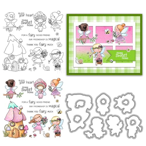 Stempel und Stanzformen für Kartenherstellung, Motiv: Schmetterlingsmädchen, Pilz, transparent, Silikon, Stempel und Metall-Stanzformen, Sets für DIY, Scrapbooking, Papierbasteln, Siegel, dekoratives Stempel und Stanzformen für Kartenherstellung, Motiv: Schmetterlingsmädchen, Pilz, transparent, Silikon, Stempel und Metall-Stanzformen, Sets für DIY, Scrapbooking, Papierbasteln, Siegel, dekoratives von DHVTESN