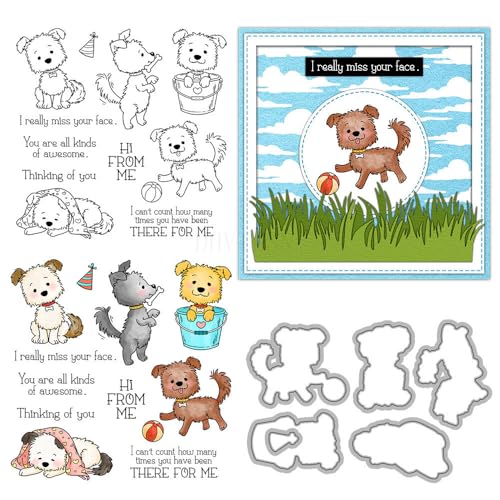 Stempel und Stanzformen für Kartenherstellung, Motiv: freche Hunde, transparent, Silikon, transparent, Stempel und Metall-Stanzformen, Sets für DIY, Scrapbooking, Papierbasteln, Siegel, dekoratives Stempel und Stanzformen für Kartenherstellung, Motiv: freche Hunde, transparent, Silikon, transparent, Stempel und Metall-Stanzformen, Sets für DIY, Scrapbooking, Papierbasteln, Siegel, dekoratives von DHVTESN